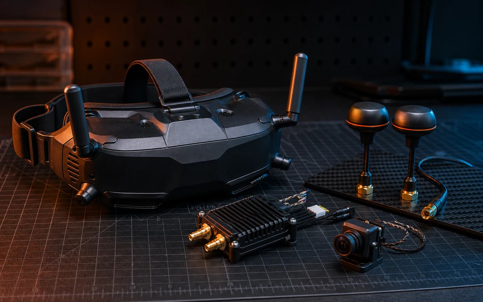 FPV comparison bench with video and radio systems