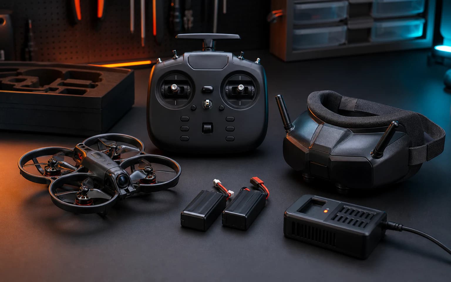 FPV goggles and radio controller academy visual